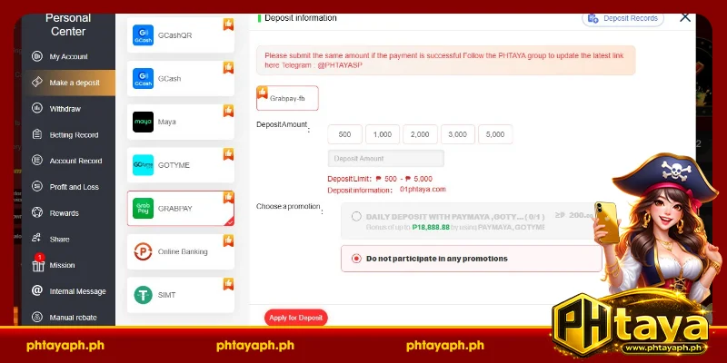 Important notes you need to know during the PHTAYA deposit process