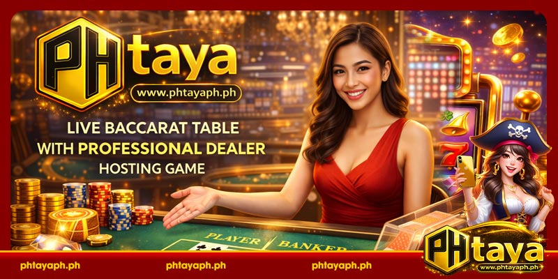 PHTAYA live baccarat table with professional dealer hosting game
